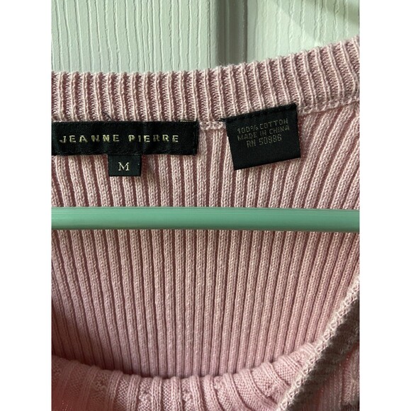 Jeanne Pierre  Sweater Medium Pink Round Neck Pullover Ribbed Class Capsule - Picture 5 of 5